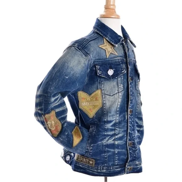 Kids Denim Jacket with Star Patches